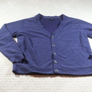 HIT Size XL Navy Blue Woven Knit Button Up Cardigan - LIKE NEW